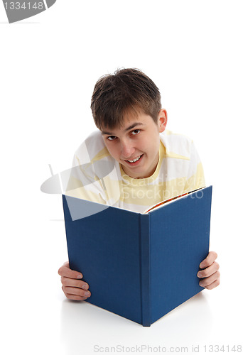 Image of Happy boy reading learning