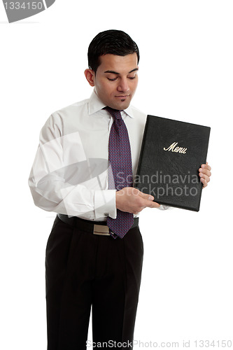 Image of Professional businessman or waiter with a black folder