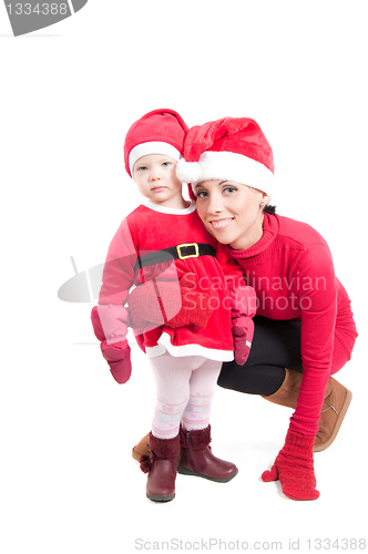 Image of Santa mother and daughter in studio