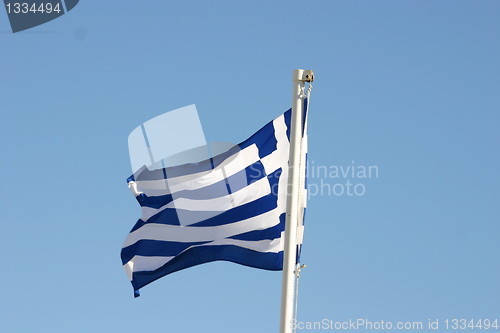 Image of greek flagg flying