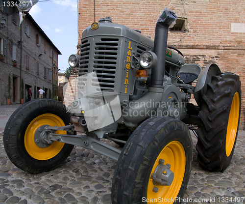 Image of Old model of tractor, renovated to be in superb condition