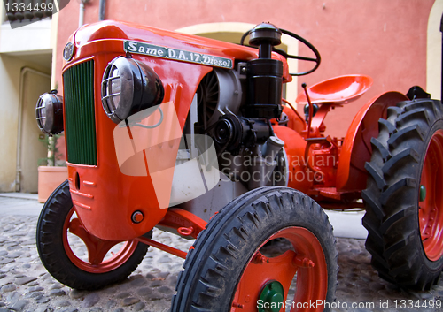 Image of Old model of tractor, renovated to be in superb condition