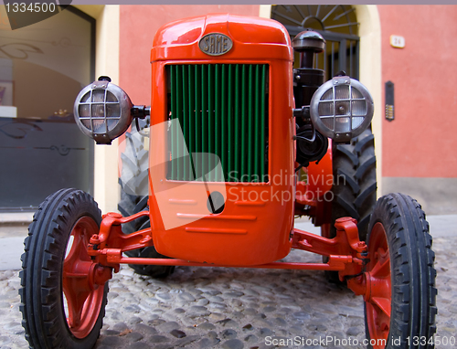 Image of Old model of tractor, renovated to be in superb condition