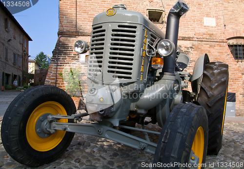 Image of Old model of tractor, renovated to be in superb condition