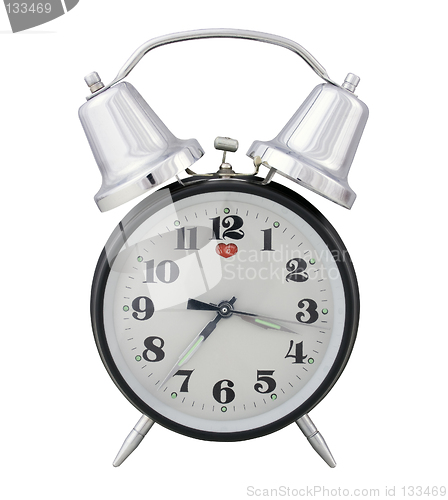 Image of traditional alarm clock (white background)