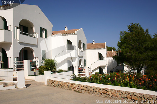 Image of white buildings and blue sky