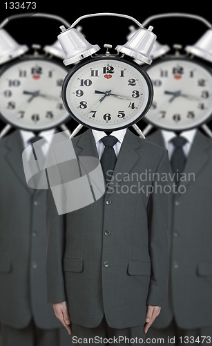 Image of obedient office workers (digital composition)