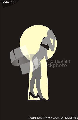 Image of Female silhouette in keyhole