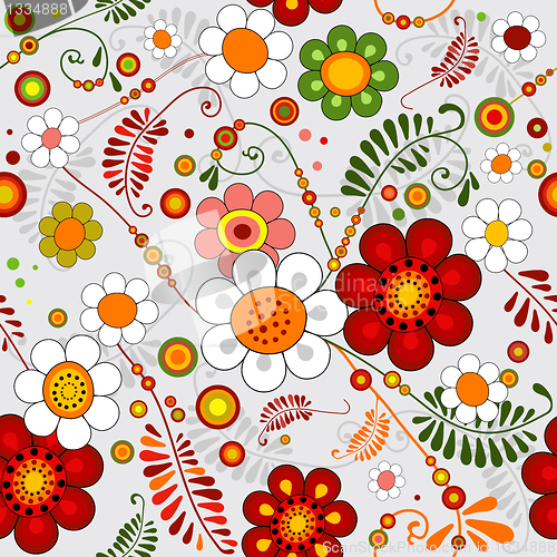 Image of Grey seamless floral pattern
