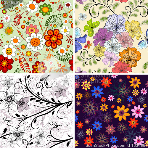 Image of Set seamless floral pattern