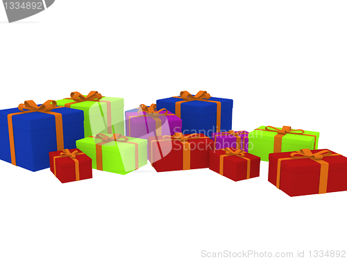 Image of variety of gift boxes in different shape and color isolated