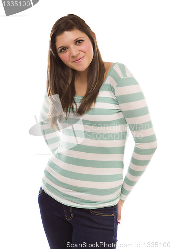 Image of Pretty Smiling Ethnic Female Portrait on White