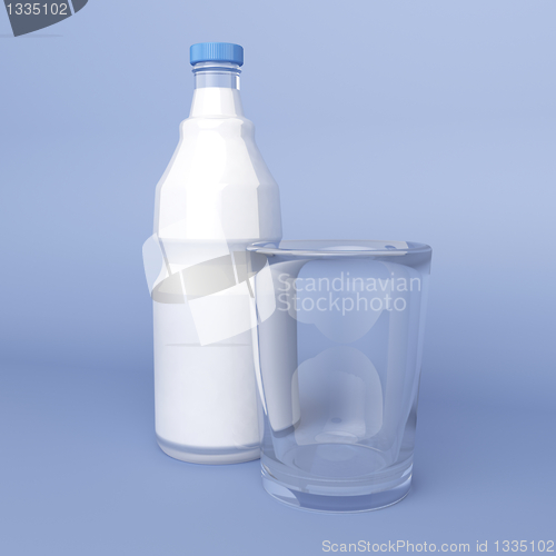 Image of Empty glass and bottle of milk