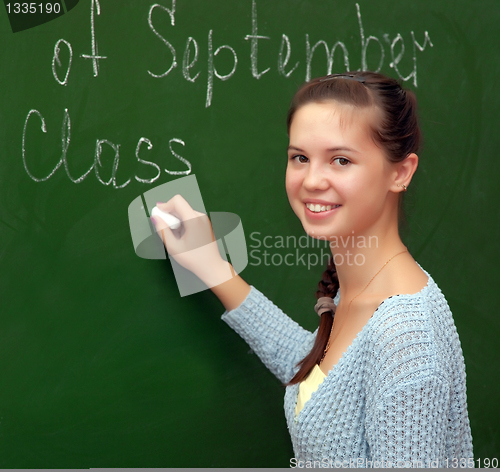 Image of Girl schoolgirl meets an English lesson