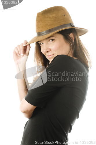 Image of sexy lady with fedora hat 