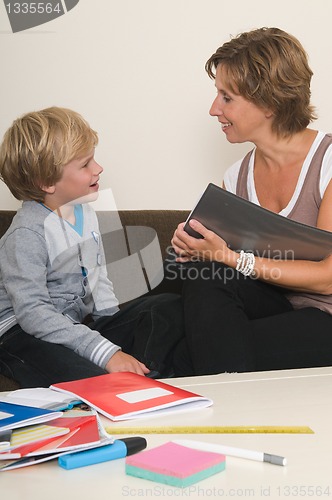 Image of Doing homework with mother