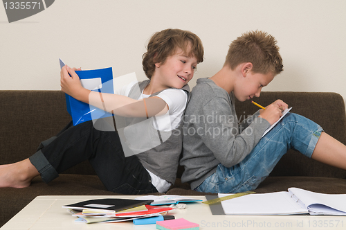 Image of Doing homework on the couch