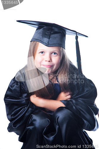 Image of girl in black academic capand gown