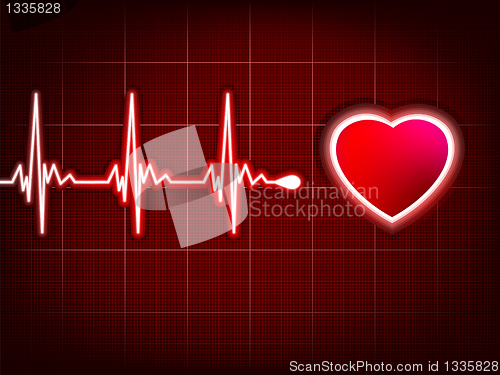 Image of Heart cardiogram with shadow on it deep red. EPS 8