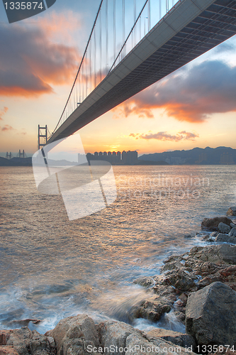 Image of bridge at sunset moment