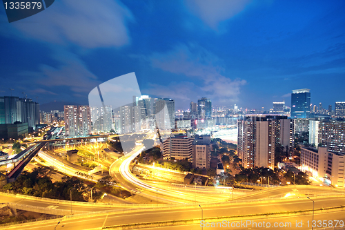 Image of traffic in Hong Kong at night 