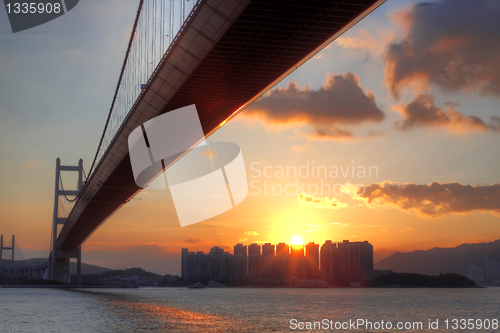 Image of bridge at sunset moment