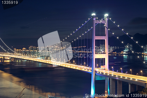 Image of traffic highway bridge at night