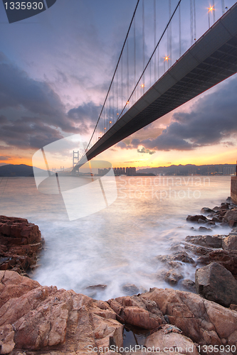 Image of bridge at sunset moment