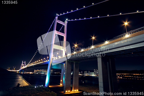 Image of traffic highway bridge at night,hong kong