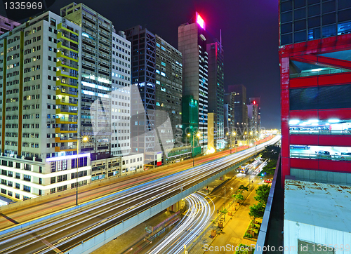 Image of traffic in city at night