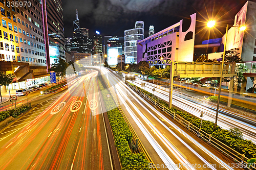 Image of Modern urban at night in Hong Kong