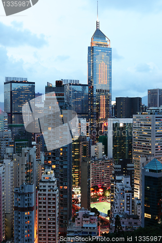 Image of office building at night in hong kong