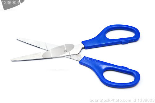 Image of blue scissors isolated on white background