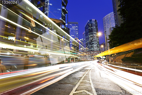 Image of Traffic through the city at night