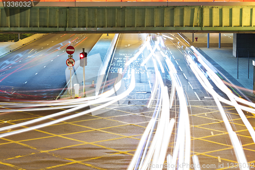 Image of Traffic through the city at night