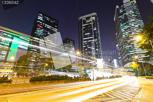 Image of Traffic through the city at night