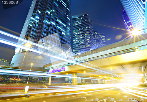 Image of Traffic through the city at night