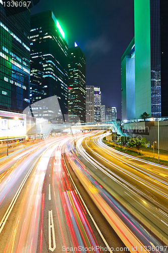 Image of traffic in city at night