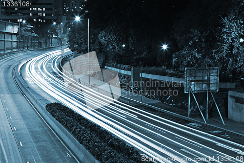 Image of Traffic through the city at night