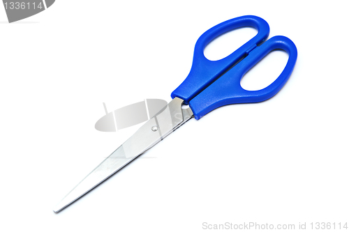 Image of blue scissors isolated on white background