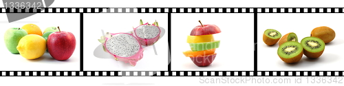 Image of collection of fruits with film strip