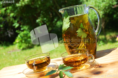 Image of cup tea in the garden