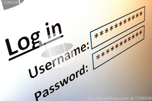 Image of login on a website in the internet