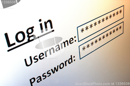 Image of login on a website in the internet