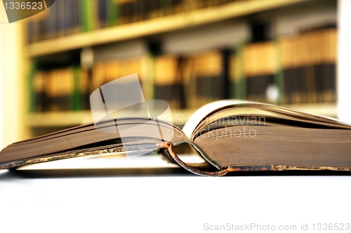 Image of old books in library