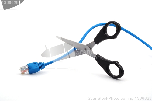 Image of network cable and scissors