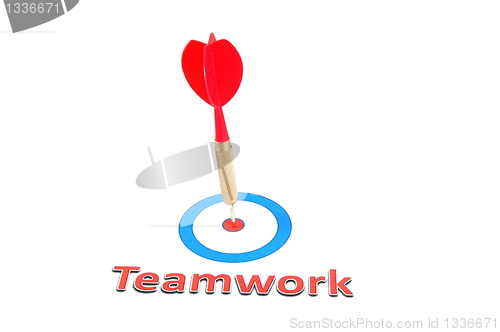Image of teamwork concept with dart arrow