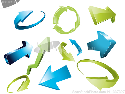 Image of 3d arrows, 3d arrow sketchy design elements set 