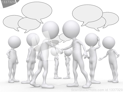 Image of abstract business people figures with speech bubbles 