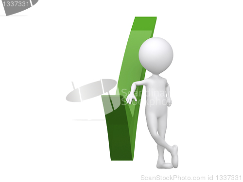 Image of 3d man with a green check mark. 